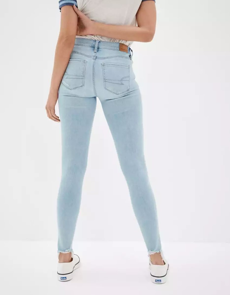 Jean American Eagle AE Ne(x)t Level Ripped Low-Rise Jegging Bleu Foncé Femme | HGI-77809615